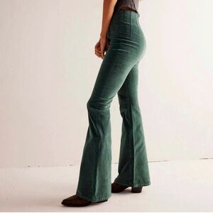 Free People Green Corduroy Flare Jeans